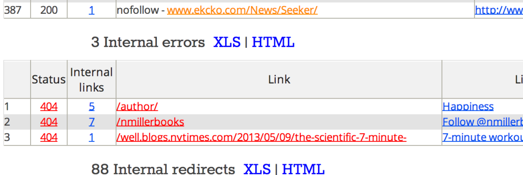 broken links errors